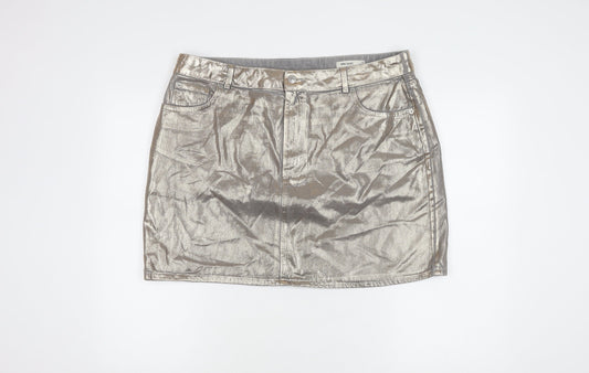 Marks and Spencer Women's Silver Mini Skirt Size 18