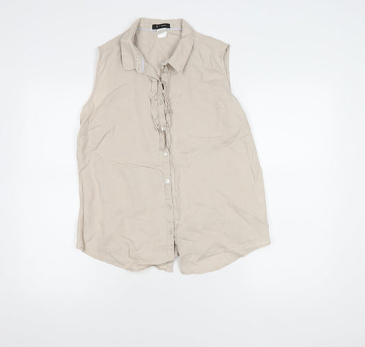 Womens UK Size 16 La Redoute Beige Basic Blouse