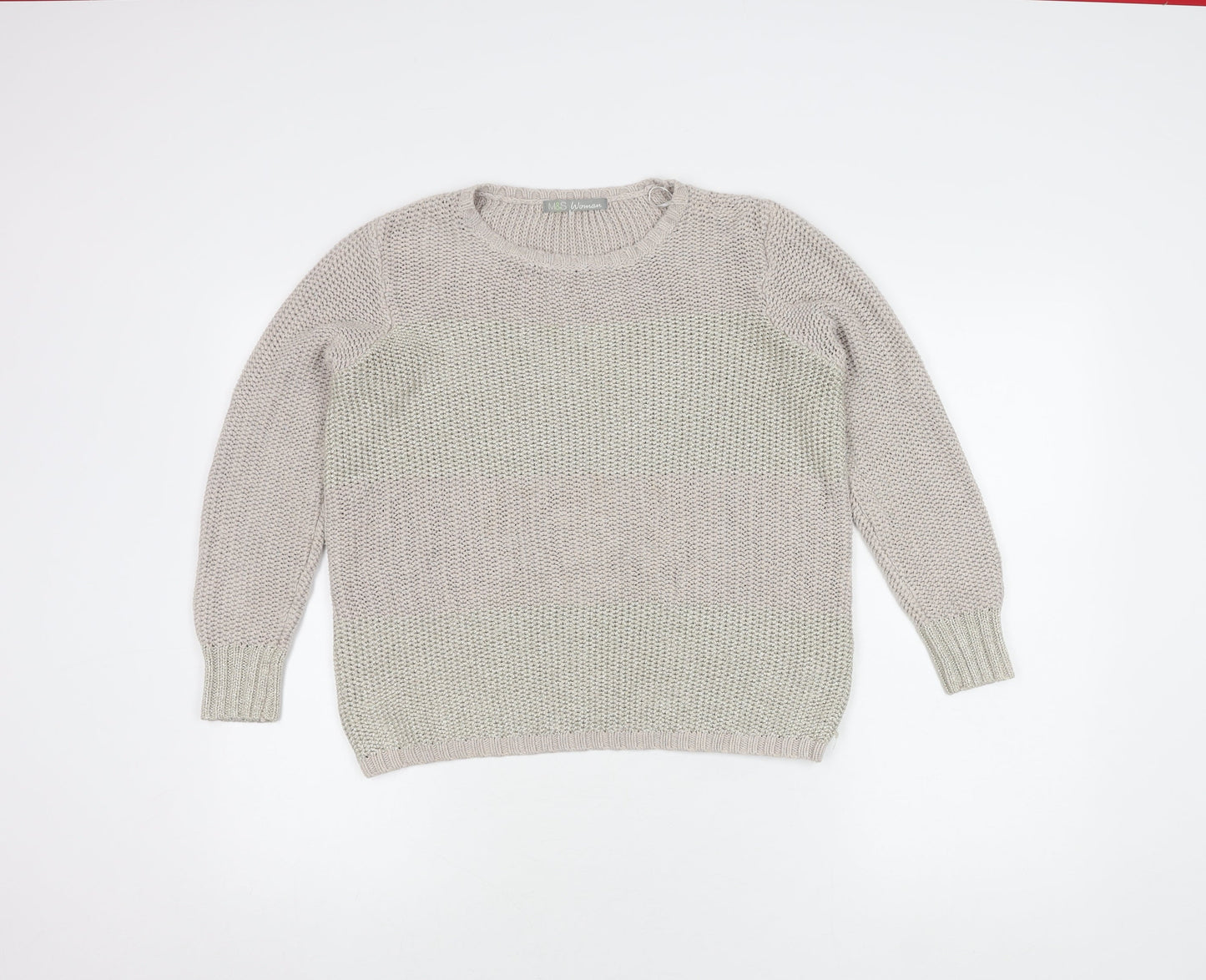Womens UK Size 14 Marks and Spencer Beige Pullover Jumper