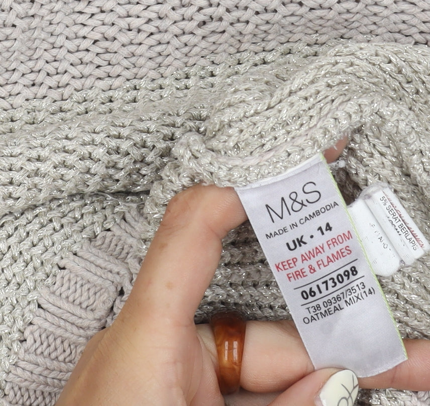 Womens UK Size 14 Marks and Spencer Beige Pullover Jumper