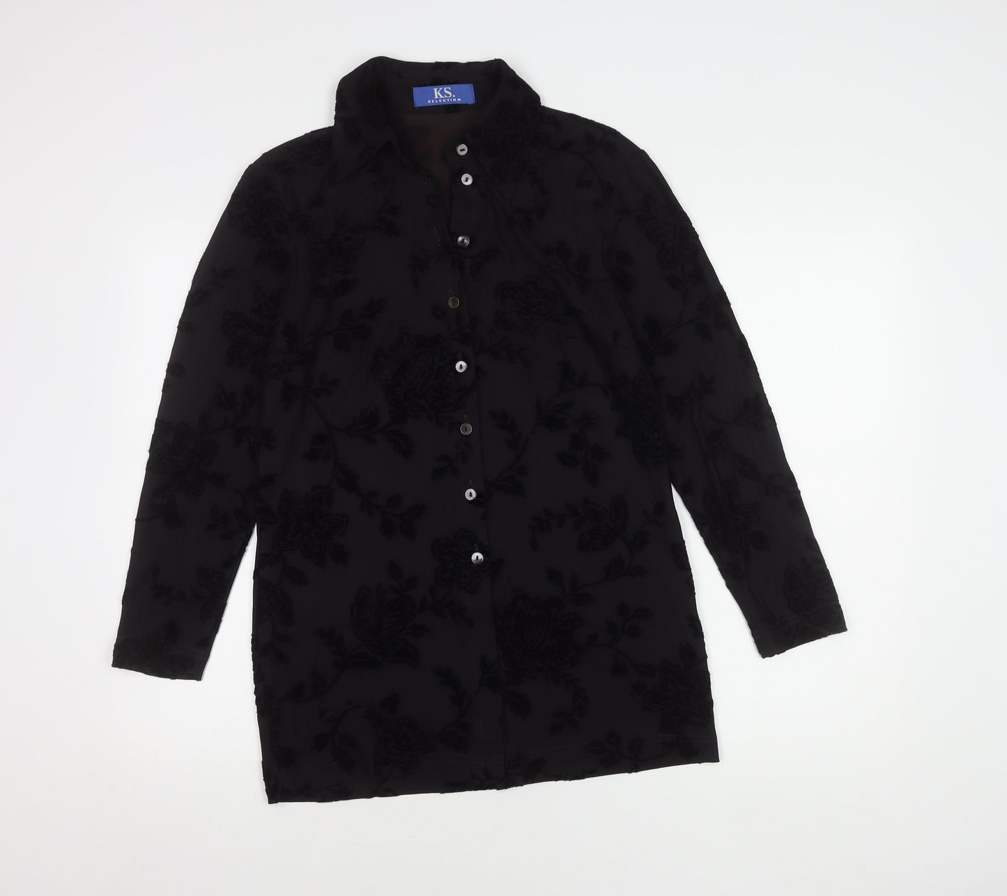 K.S. Selection Women's Black Floral Button-Up Shirt