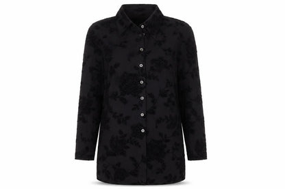 K.S. Selection Women's Black Floral Button-Up Shirt
