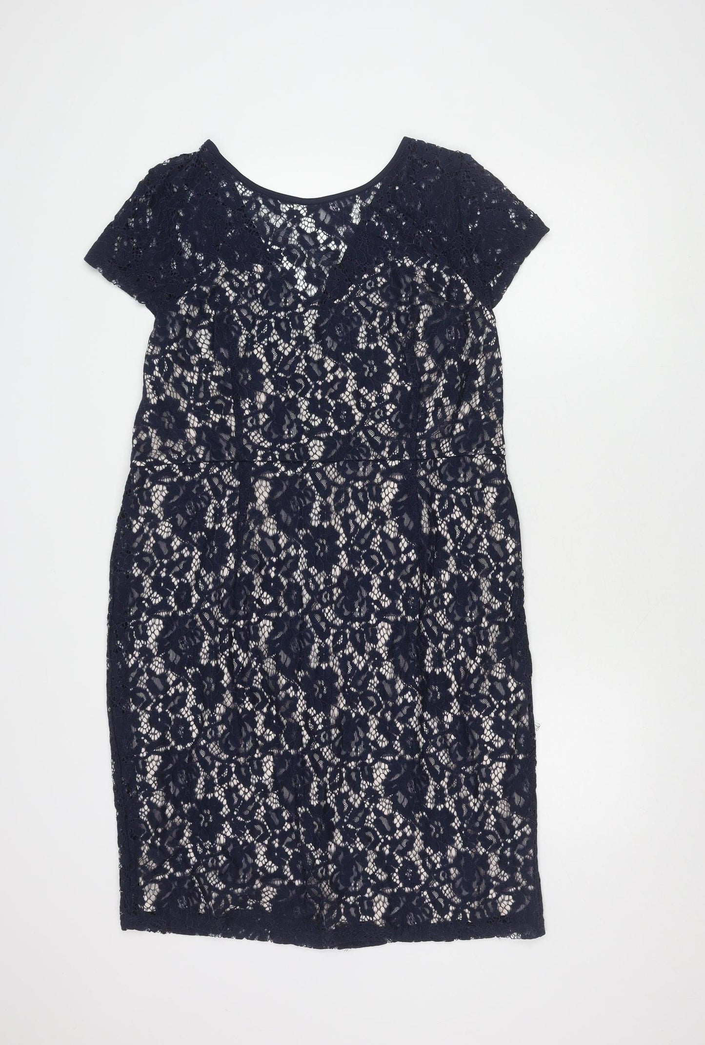 Dorothy Perkins Women's Blue Lace Sheath Dress Size 18