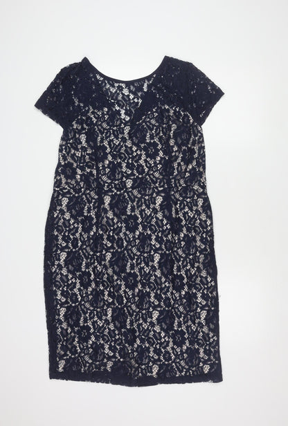 Dorothy Perkins Women's Blue Lace Sheath Dress Size 18