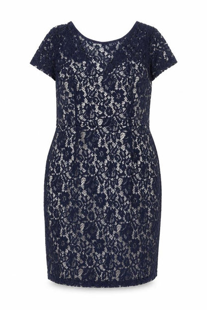 Dorothy Perkins Women's Blue Lace Sheath Dress Size 18