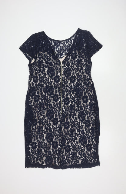 Dorothy Perkins Women's Blue Lace Sheath Dress Size 18