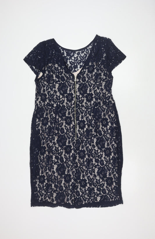 Dorothy Perkins Women's Blue Lace Sheath Dress Size 18