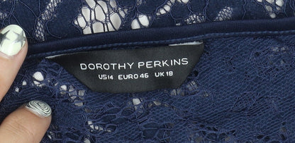 Dorothy Perkins Women's Blue Lace Sheath Dress Size 18