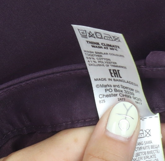 Womens UK Size 14 Marks and Spencer Regular Fit Casual Workwear Purple Trousers