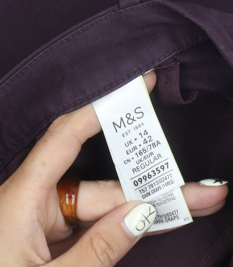 Womens UK Size 14 Marks and Spencer Regular Fit Casual Workwear Purple Trousers