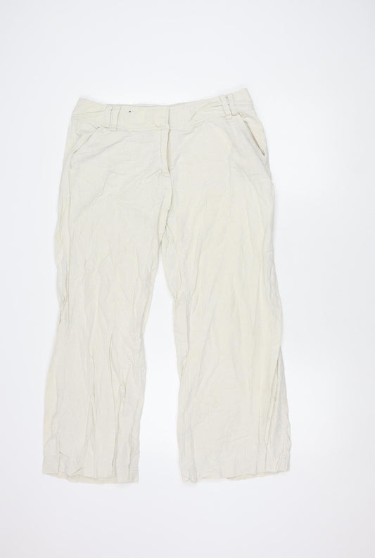New Look Women's Ivory Cargo Trousers, Size 14, Linen Blend