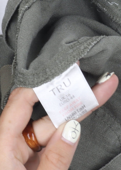 Womens UK Size 16 TRU Relaxed Fit Casual Green Trousers