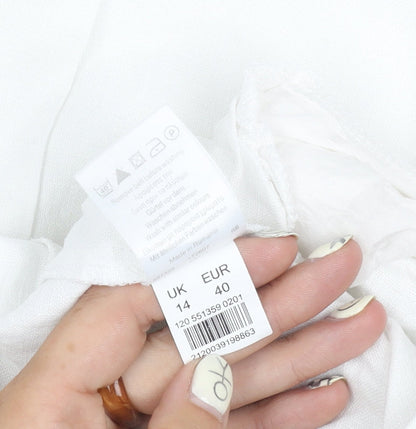 River Island White Linen Womens Shorts Size 14