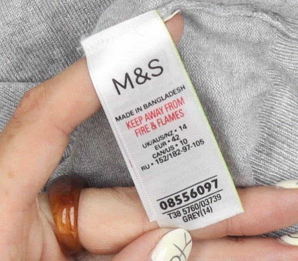 Womens UK Size 14 Marks and Spencer Grey Cardigan Jumper