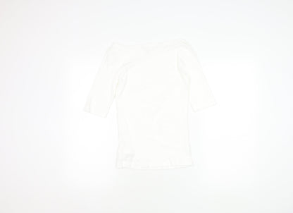 GAP Women's White 2XS 3/4 Sleeve T-Shirt Cotton