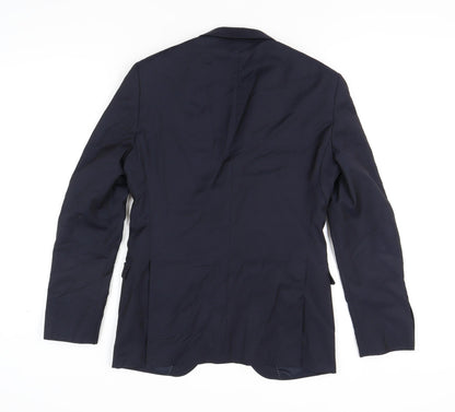 DKNY Men's Blue Blazer 38 Regular Fit Wool Jacket