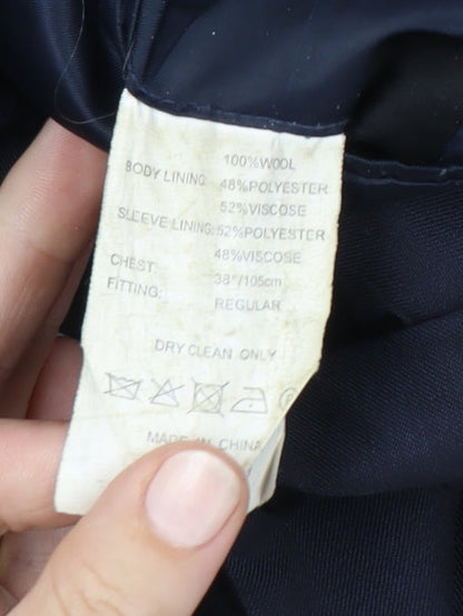 DKNY Men's Blue Blazer 38 Regular Fit Wool Jacket