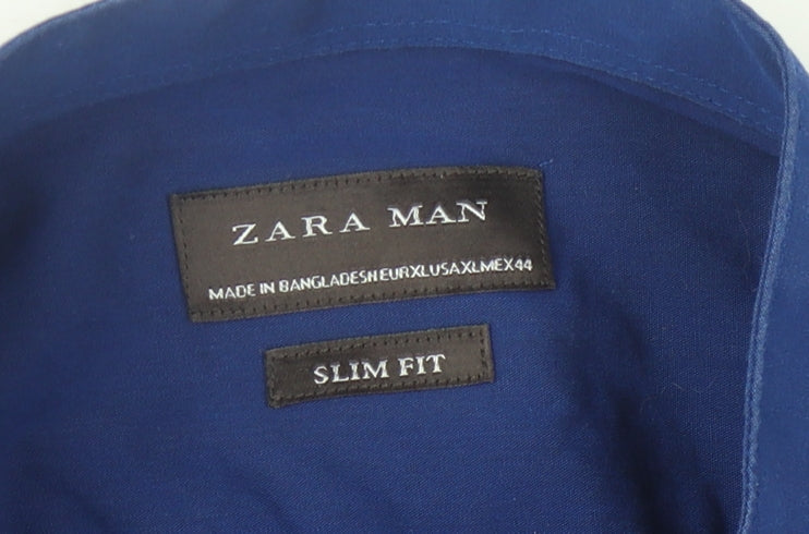 Zara Man Men's Blue XL Slim Fit Button-Up Shirt