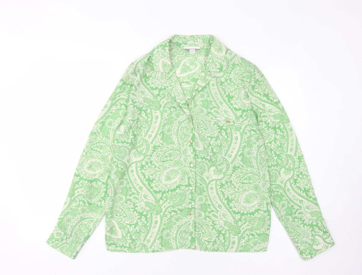 Womens UK Size 10 Topshop Green Basic Button-Up