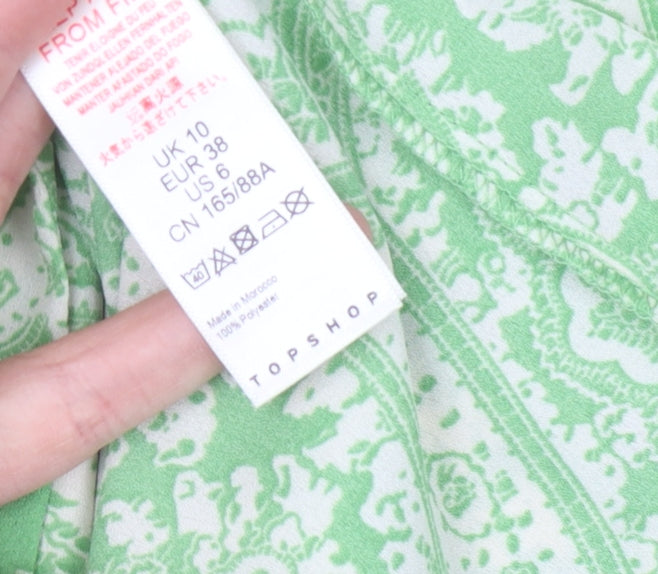 Womens UK Size 10 Topshop Green Basic Button-Up