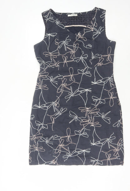White Stuff Women's Blue Dragonflies Size 4 Floral Shift Dress