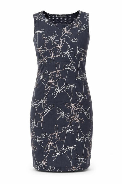 White Stuff Women's Blue Dragonflies Size 4 Floral Shift Dress