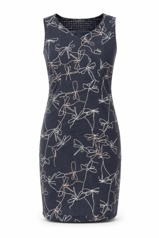 White Stuff Women's Blue Dragonflies Size 4 Floral Shift Dress