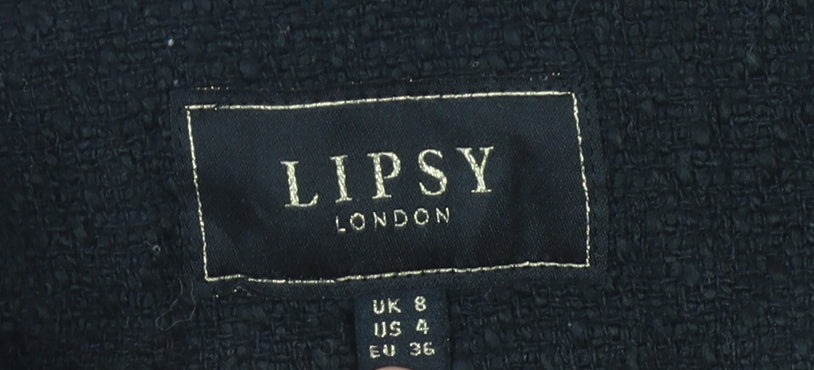 Lipsy Women's Black Bouclé Blazer, Double-Breasted, Size 8