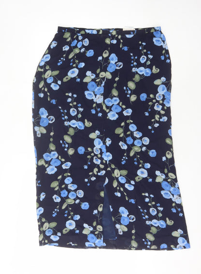 Jacques Vert Women's Blue Floral Midi Skirt Size 16
