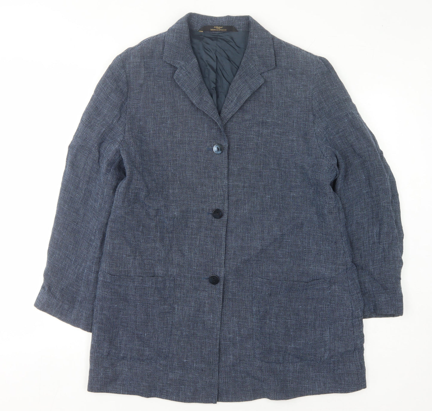 Marks and Spencer Women’s Blue Check Blazer Size 14