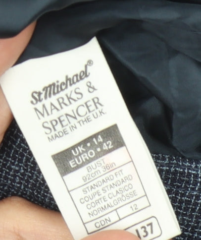 Marks and Spencer Women’s Blue Check Blazer Size 14