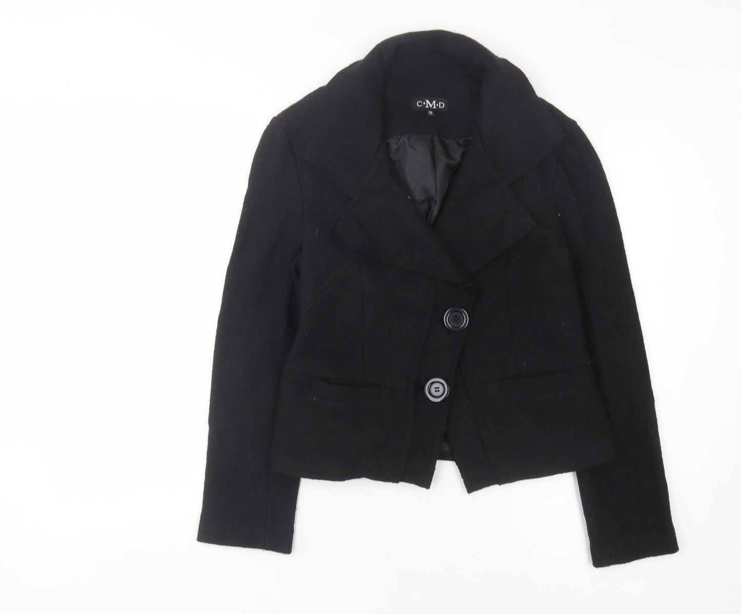 CMD Women's Black Cropped Blazer Size 12 Two-Button