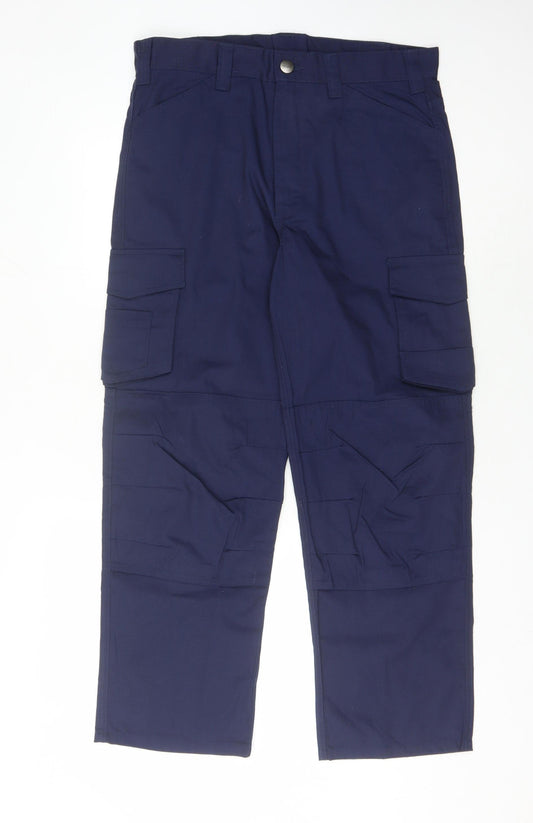 Trojan Men's Blue Cargo Trousers, 32 in Waist