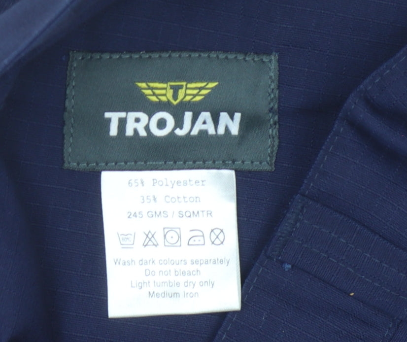 Trojan Men's Blue Cargo Trousers, 32 in Waist