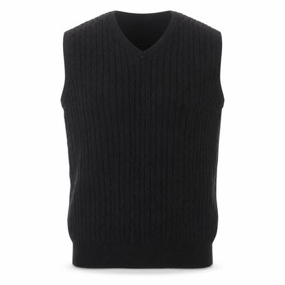 Reebok Men's Black Cable-Knit Vest Medium
