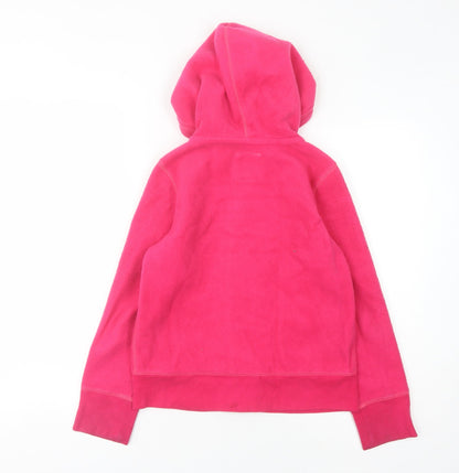 Gap Girls Pink Hoodie, Logo Accent, Size L, Fleece, Full Zip