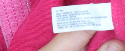 Gap Girls Pink Hoodie, Logo Accent, Size L, Fleece, Full Zip