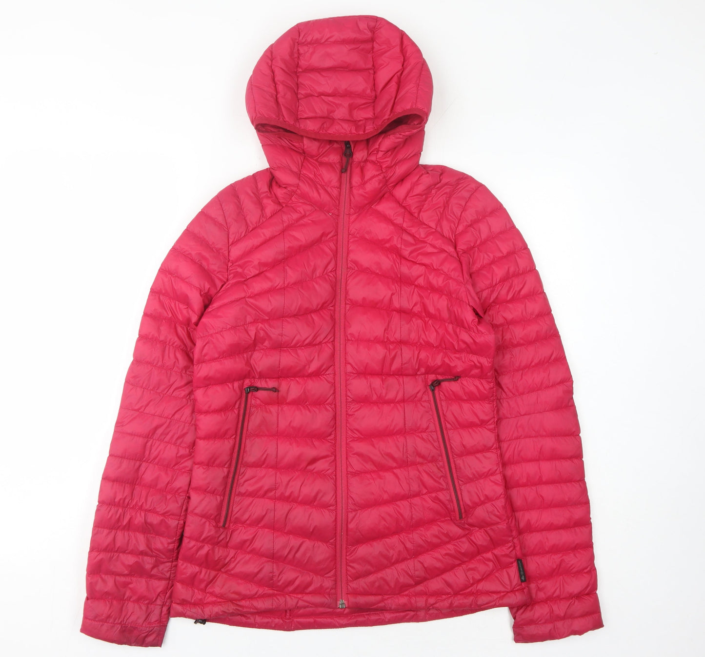 Decathlon Girls Red Puffer Jacket 2XS Lightweight Hooded Zip
