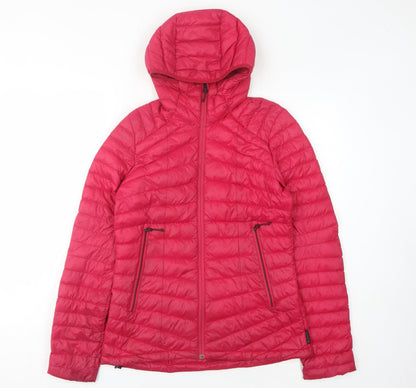 Decathlon Girls Red Puffer Jacket 2XS Lightweight Hooded Zip