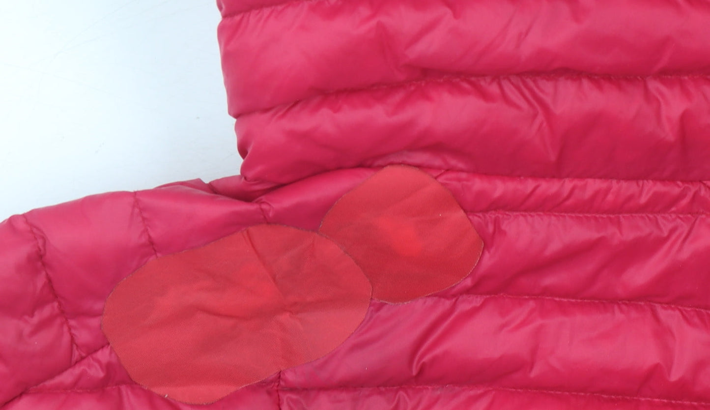 Decathlon Girls Red Puffer Jacket 2XS Lightweight Hooded Zip