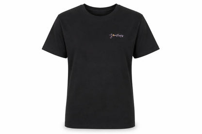 Front view of Russell unisex black cotton t-shirt, size L