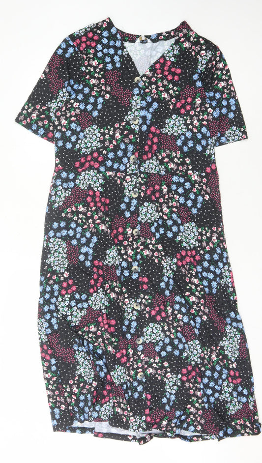Cotton Traders Women's Black Floral Dress Size 14