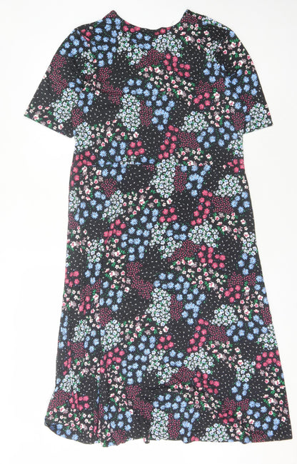 Cotton Traders Women's Black Floral Dress Size 14