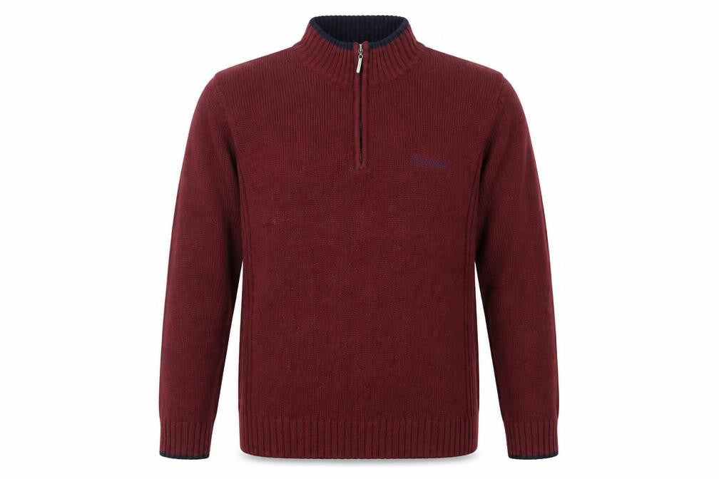 Mens UK Size L Pierre Cardin Red Full Zip Jumper