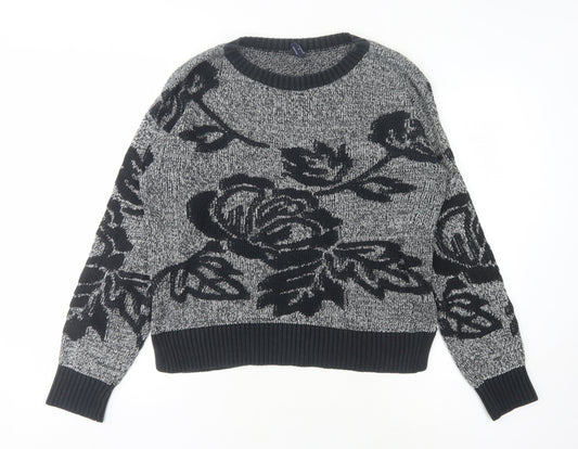 GAP Women's Black Floral Pullover Jumper, M