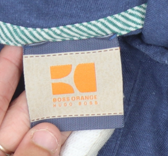 Hugo Boss Men's Blue Striped Polo Shirt XL