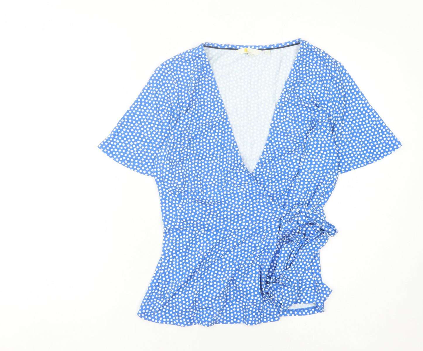 Boden Women's Blue Polka Dot Wrap Blouse Size 14