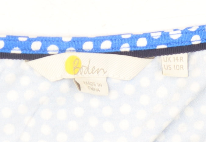 Boden Women's Blue Polka Dot Wrap Blouse Size 14