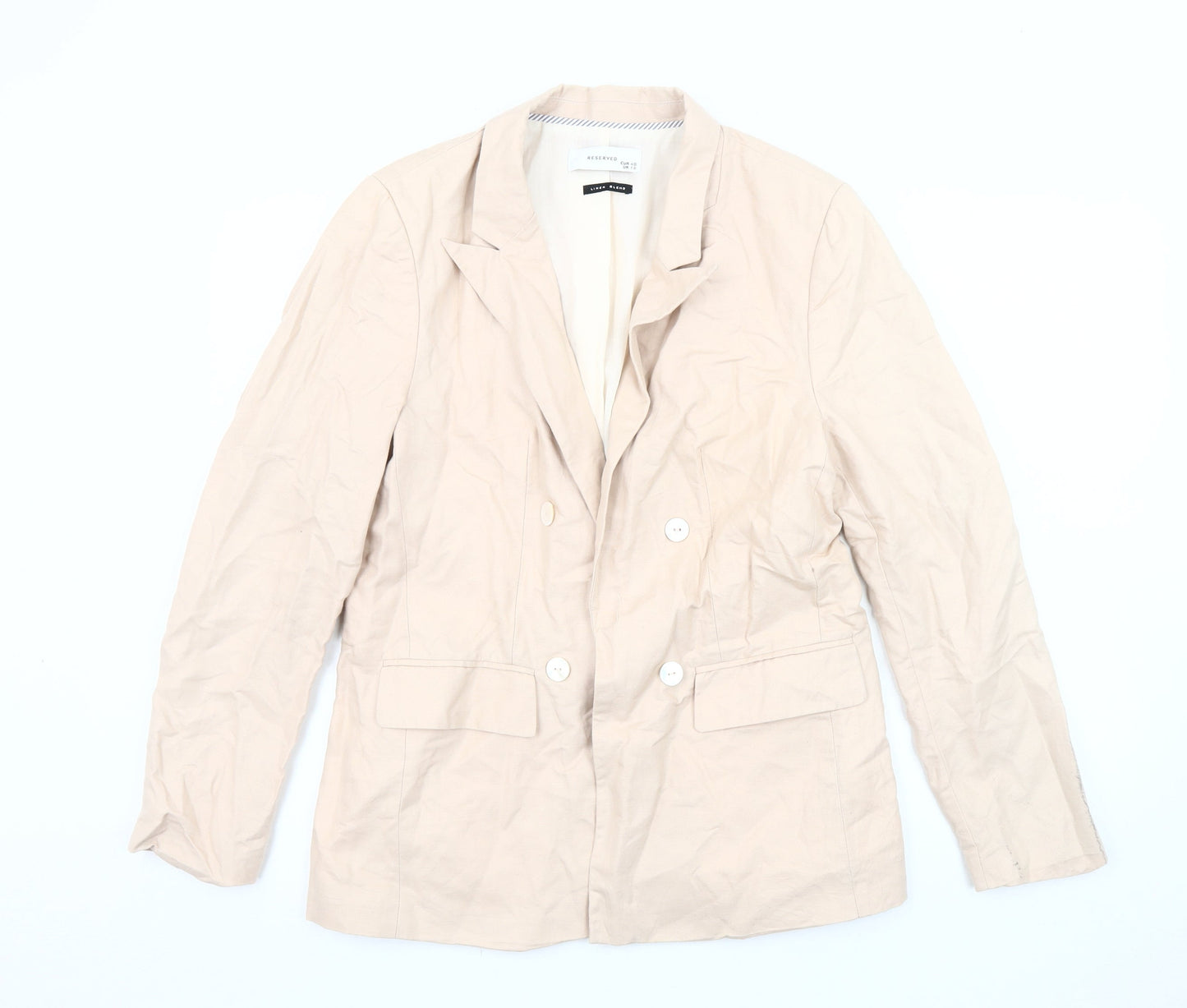 Reserved Women's Beige Double-Breasted Suit Jacket Size 12