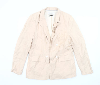 Reserved Women's Beige Double-Breasted Suit Jacket Size 12